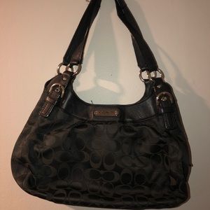 Coach Handbag, Authentic with Black Classic Coach Pattern